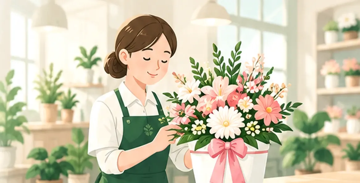 꽃다발 선물을 주제로 한 AI 연출 이미지